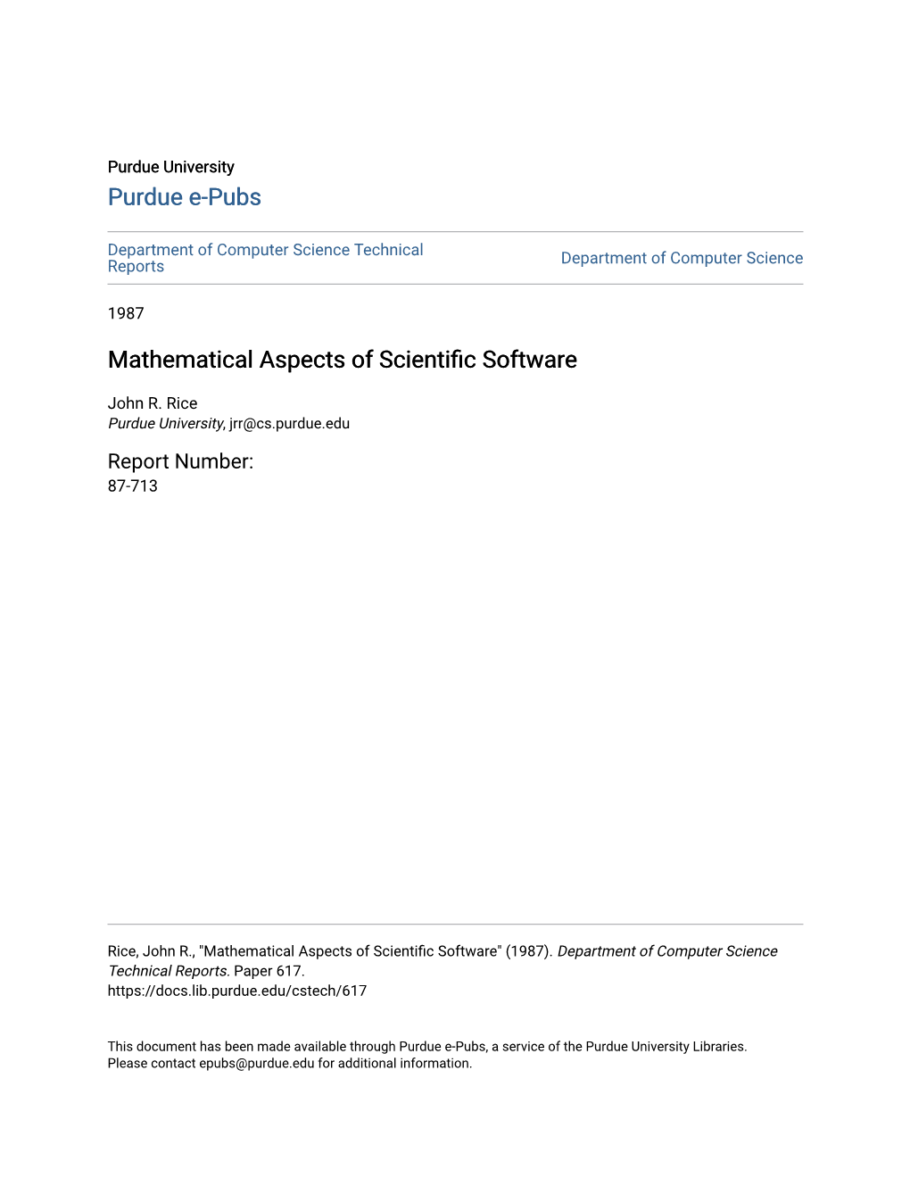 Mathematical Aspects of Scientific Software