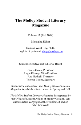 The Molloy Student Literary Magazine