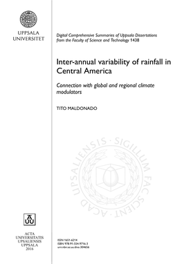 Inter-Annual Variability of Rainfall in Central America