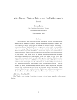 Voter-Buying, Electoral Reform and Health Outcomes in Brazil