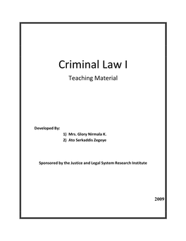 Criminal Law I