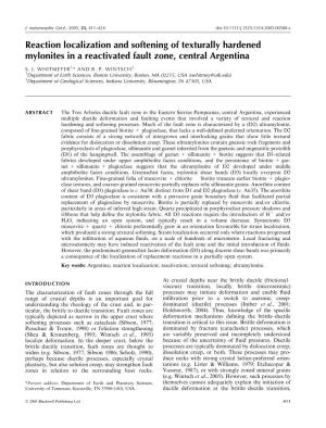 Reaction Localization and Softening of Texturally Hardened Mylonites in a Reactivated Fault Zone, Central Argentina