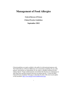 Management of Food Allergies