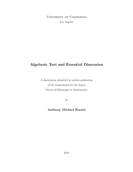 Algebraic Tori and Essential Dimension