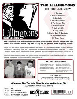 CCCP 110 the LILLINGTONS the Too Late Show LP