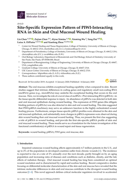 Site-Specific Expression Pattern of PIWI-Interacting RNA in Skin and Oral Mucosal Wound Healing