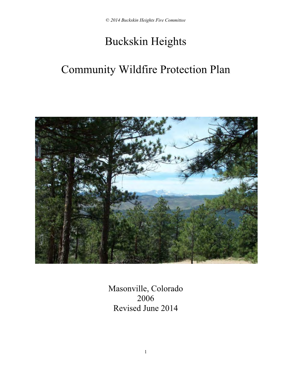 Buckskin Heights Community Wildfire Protection Plan