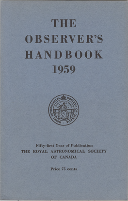 The Observer's Handbook 1959