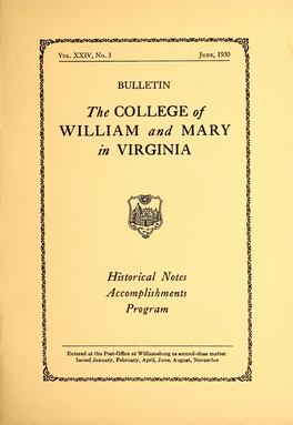 The COLLEGE of WILLIAM and MARY in VIRGINIA