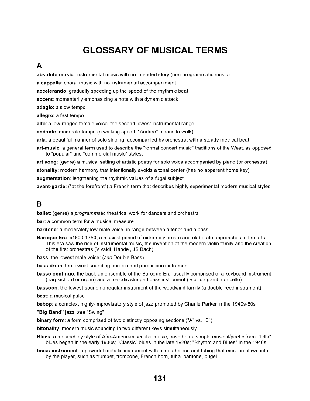 Glossary of Musical Terms