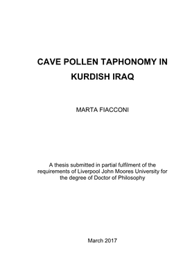 Cave Pollen Taphonomy in Kurdish Iraq