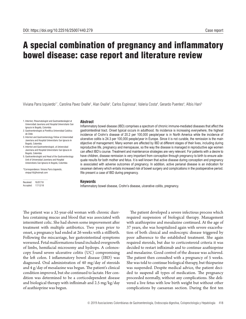 A Special Combination of Pregnancy and Inflammatory Bowel Disease: Case Report and Literature Review