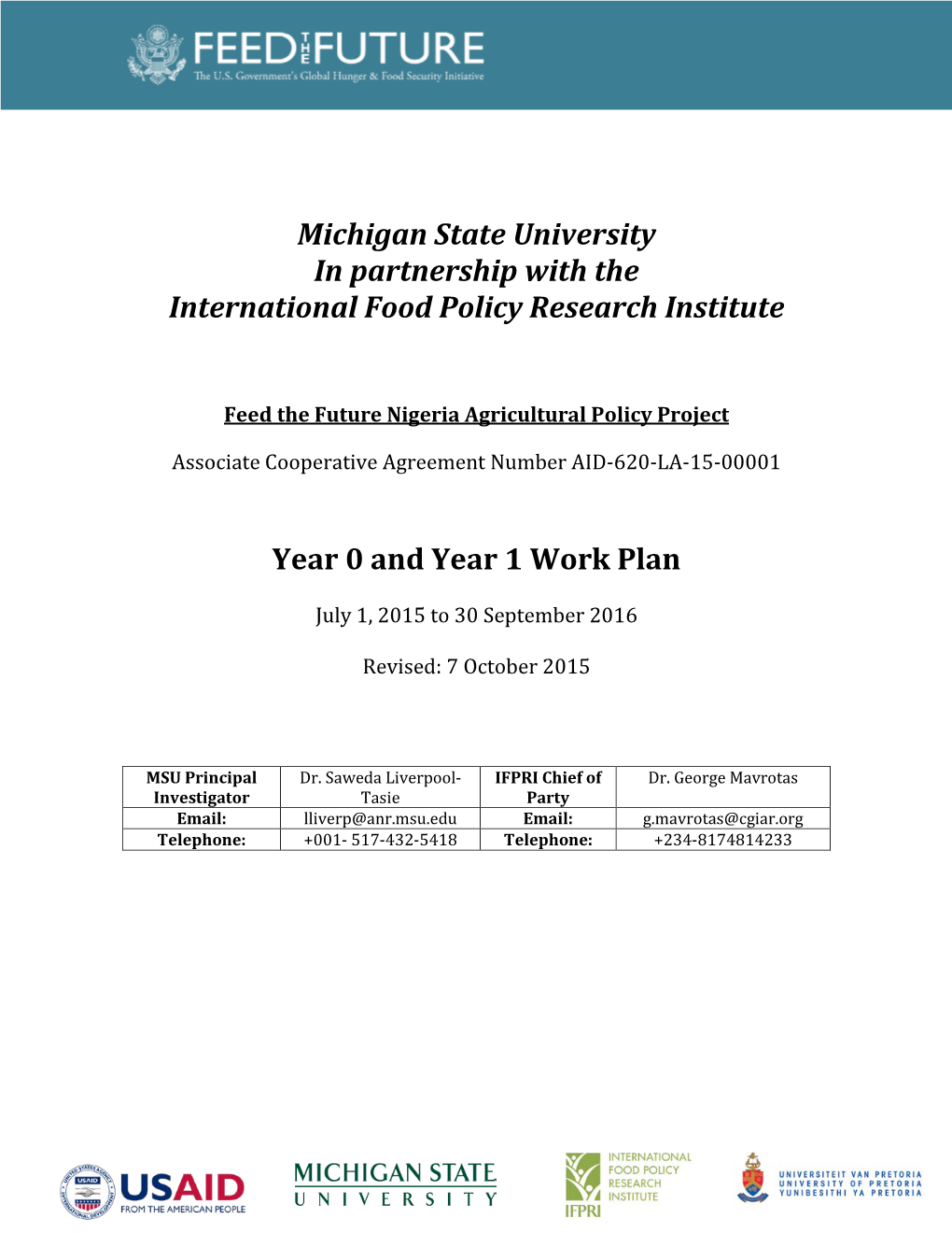 Michigan State University in Partnership with the International Food Policy Research Institute