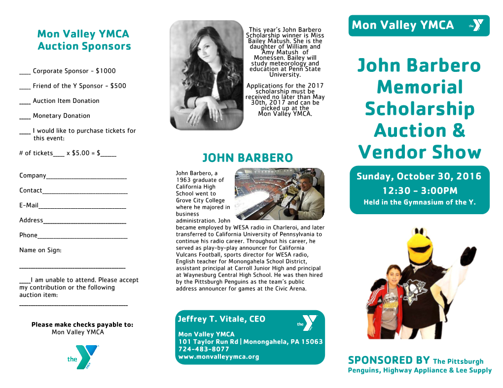 John Barbero Memorial Scholarship Auction & Vendor Show