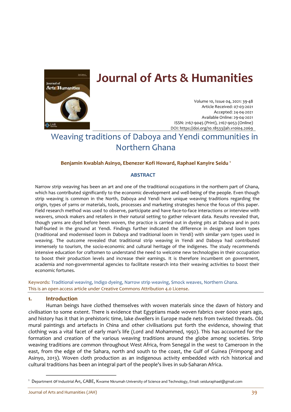 Journal of Arts & Humanities