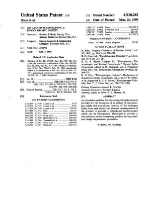 United States Patent (19) 11 Patent Number: 4,910,263 Brois Et Al