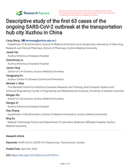 Descriptive Study of the First 63 Cases of the Ongoing SARS-Cov-2