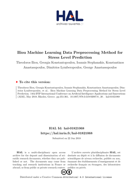 Iliou Machine Learning Data Preprocessing Method for Stress Level Prediction