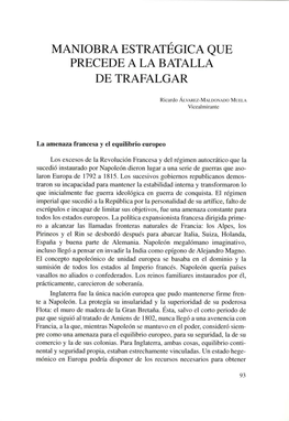 Maniobra Estratégica Que Precede a La Batalla De Trafalgar