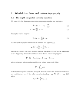 1 Wind-Driven Flows and Bottom Topography