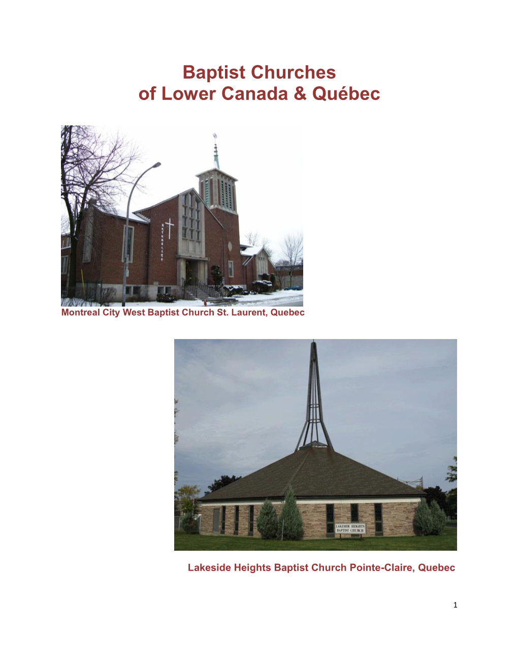 Baptist Churches of Lower Canada & Québec