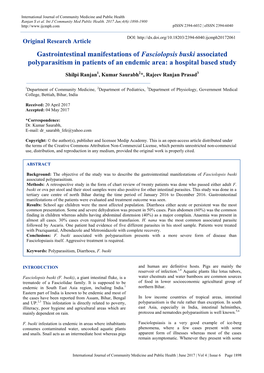 Gastrointestinal Manifestations of Fasciolopsis Buski Associated Polyparasitism in Patients of an Endemic Area: a Hospital Based Study