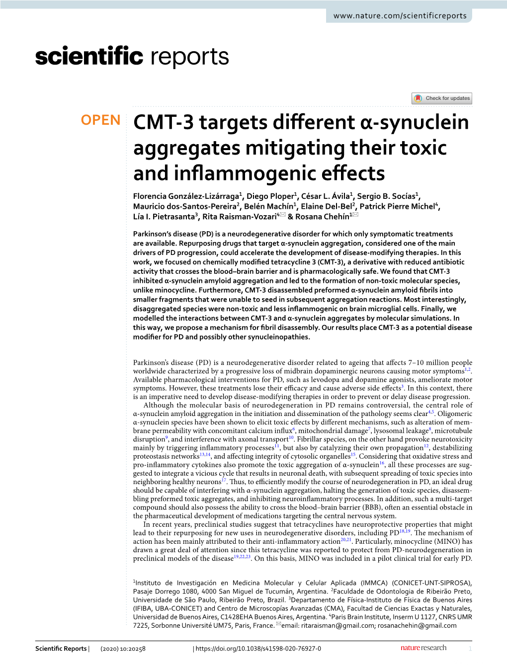 CMT-3 Targets Different Α-Synuclein Aggregates Mitigating Their Toxic