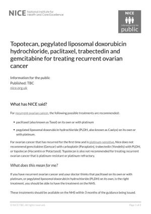 Topotecan, Pegylated Liposomal Doxorubicin Hydrochloride, Paclitaxel, Trabectedin and Gemcitabine for Treating Recurrent Ovarian Cancer
