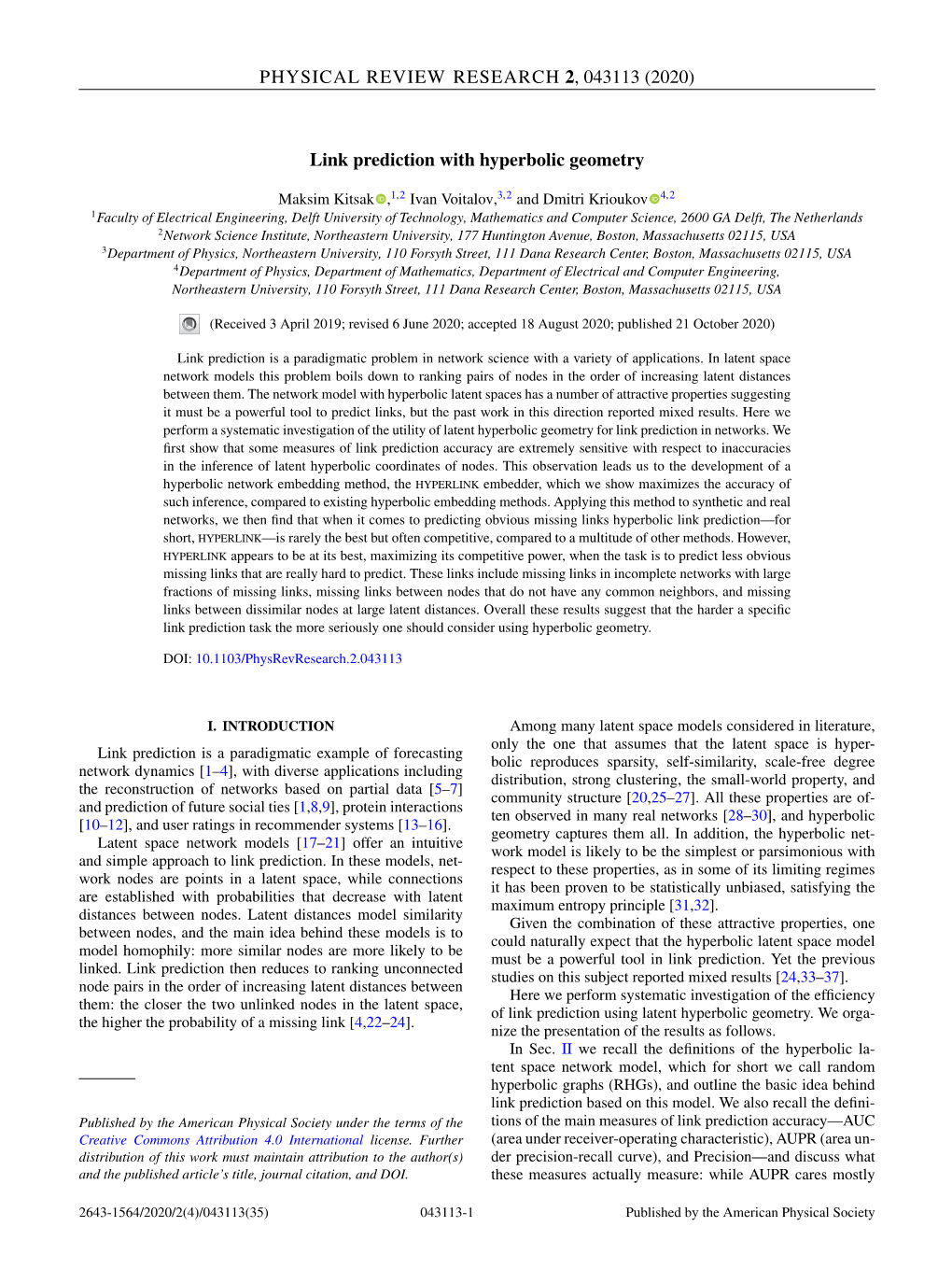 Link Prediction with Hyperbolic Geometry