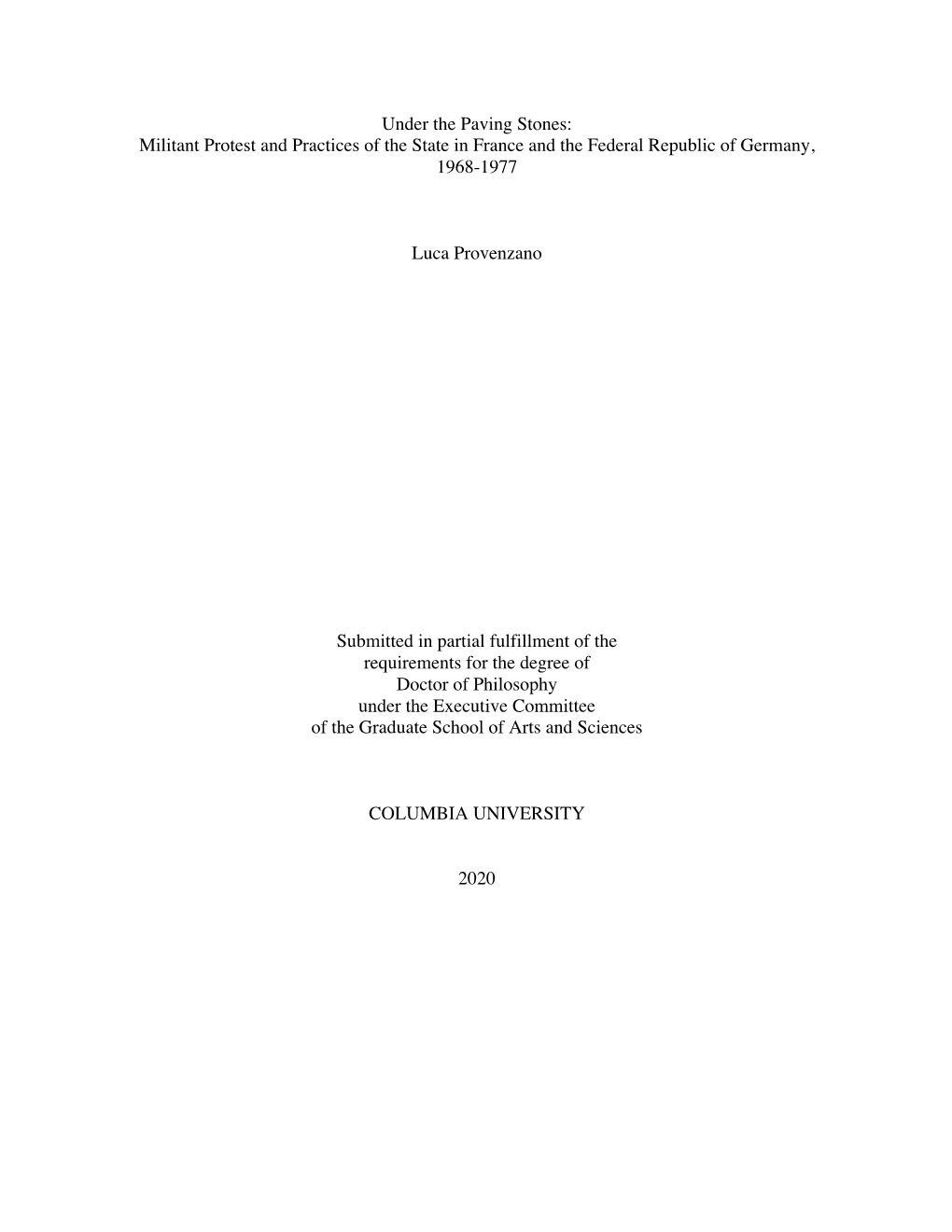 Militant Protest and Practices of the State in France and the Federal Republic of Germany, 1968-1977