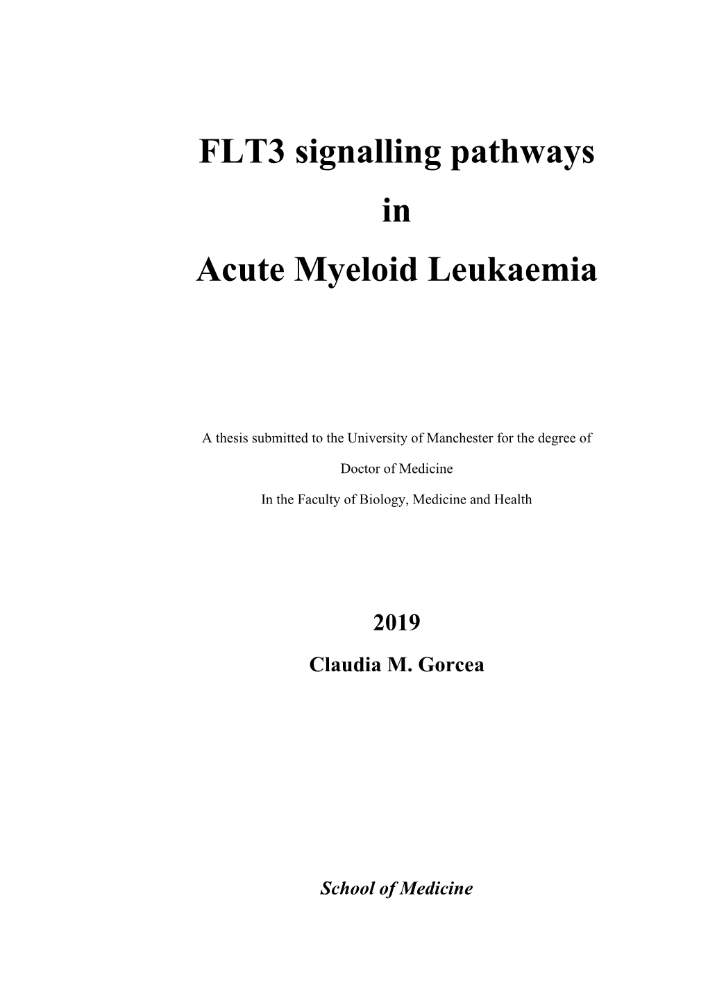 FLT3 Signalling Pathways in Acute Myeloid Leukaemia