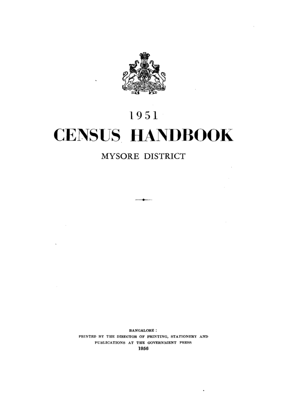 Census Handbook, Mysore