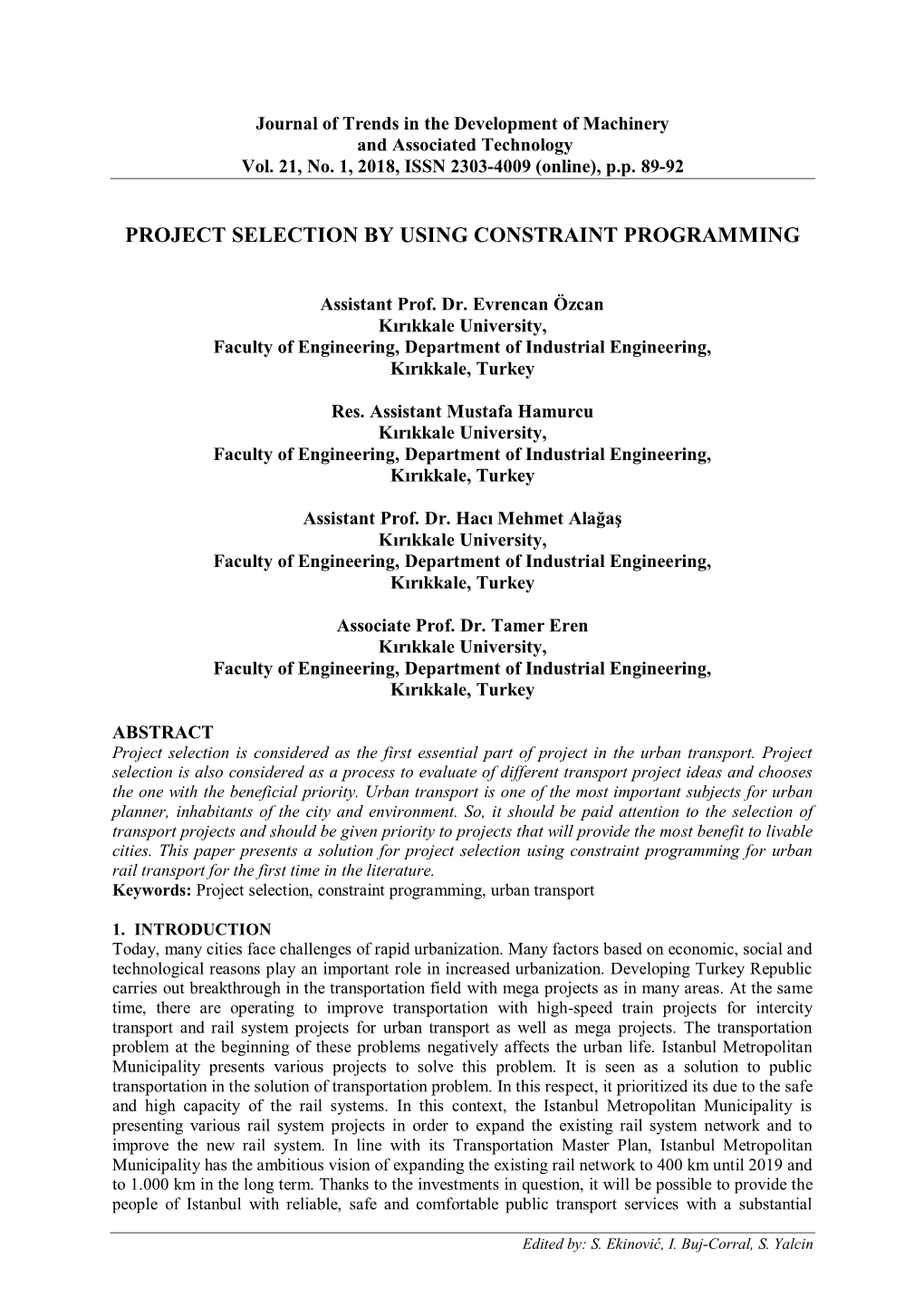 Project Selection by Using Constraint Programming