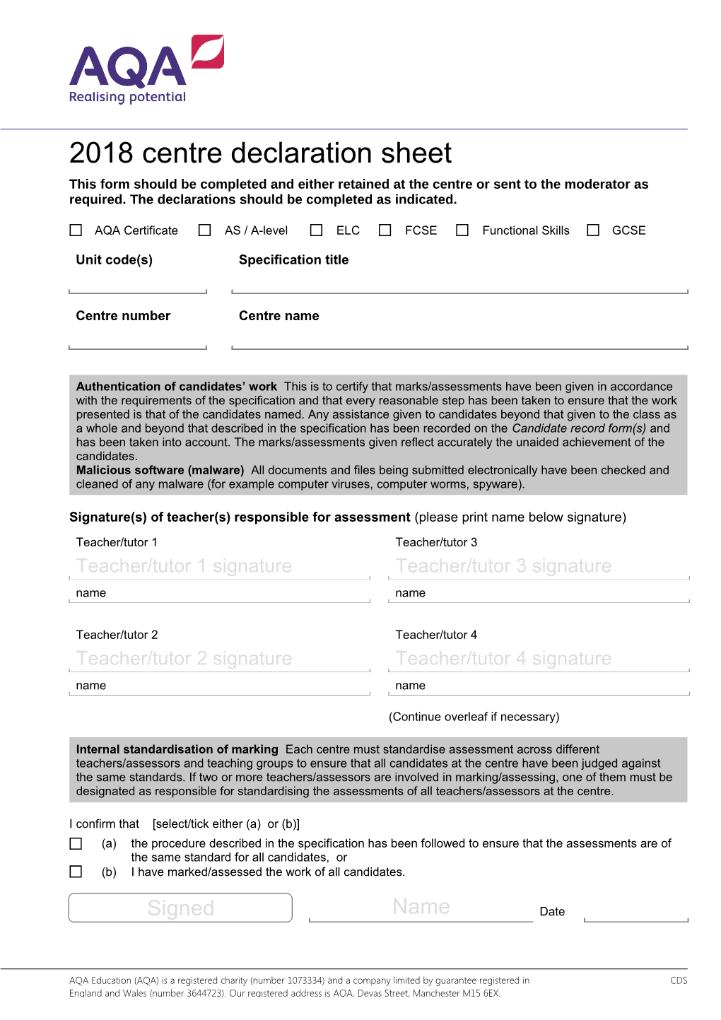 Signature(S) of Teacher(S) Responsible for Assessment (Please Print Name Below Signature)