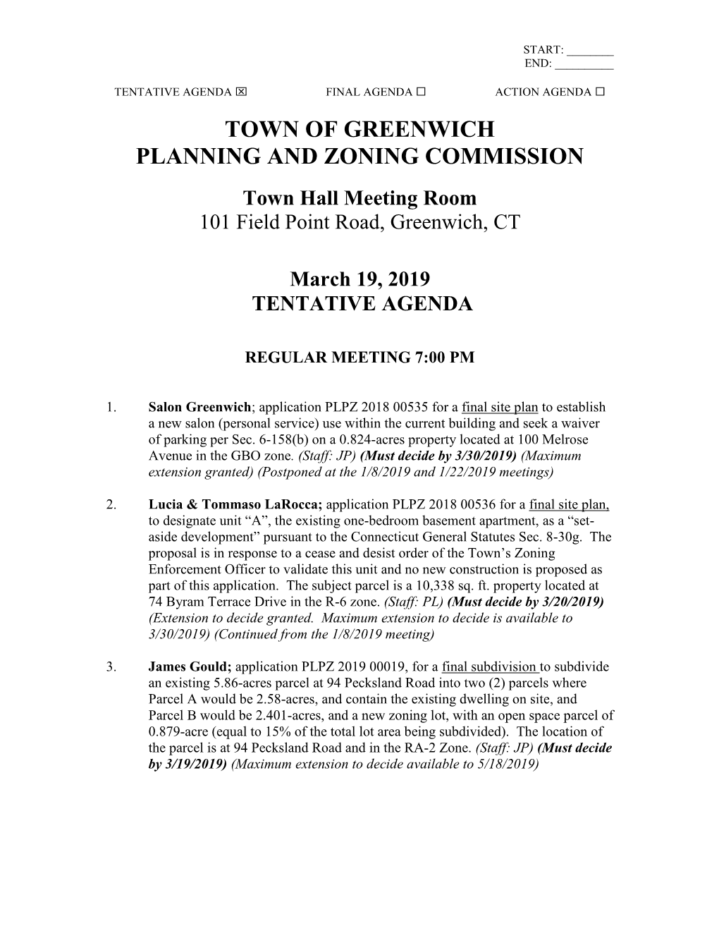 Town of Greenwich Planning and Zoning Commission