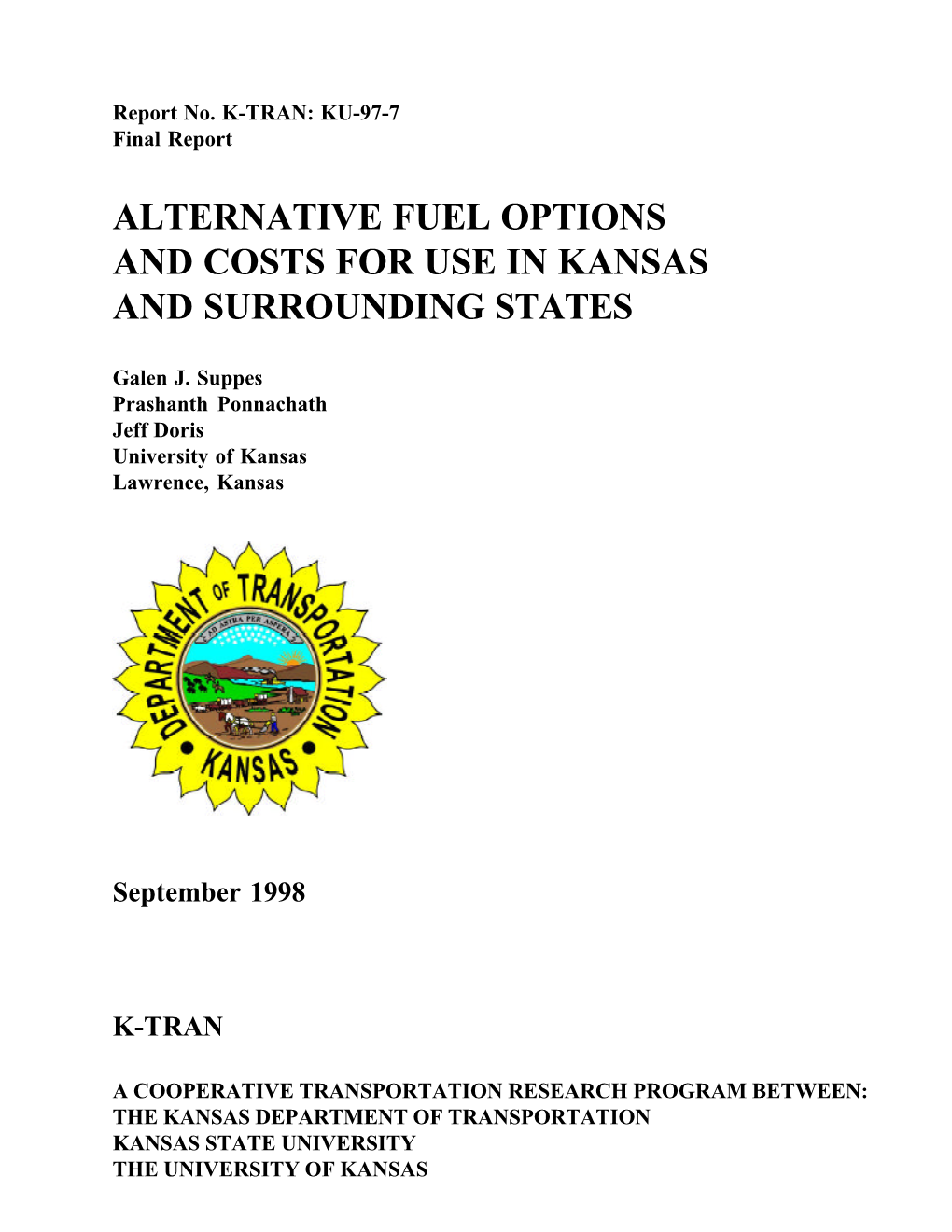 Alternative Fuel Options and Costs for Use in Kansas and Surrounding States