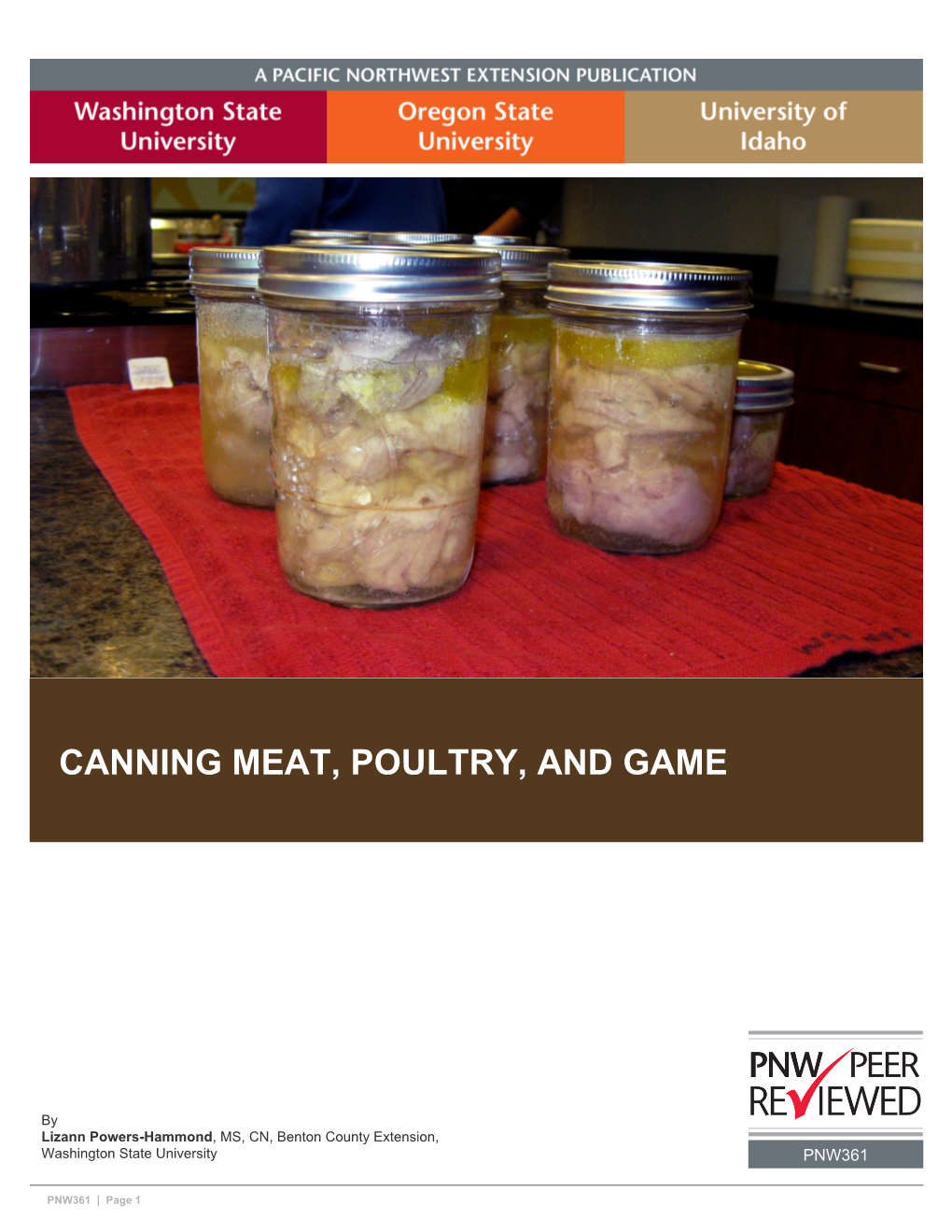 Canning Meat, Poultry, and Game