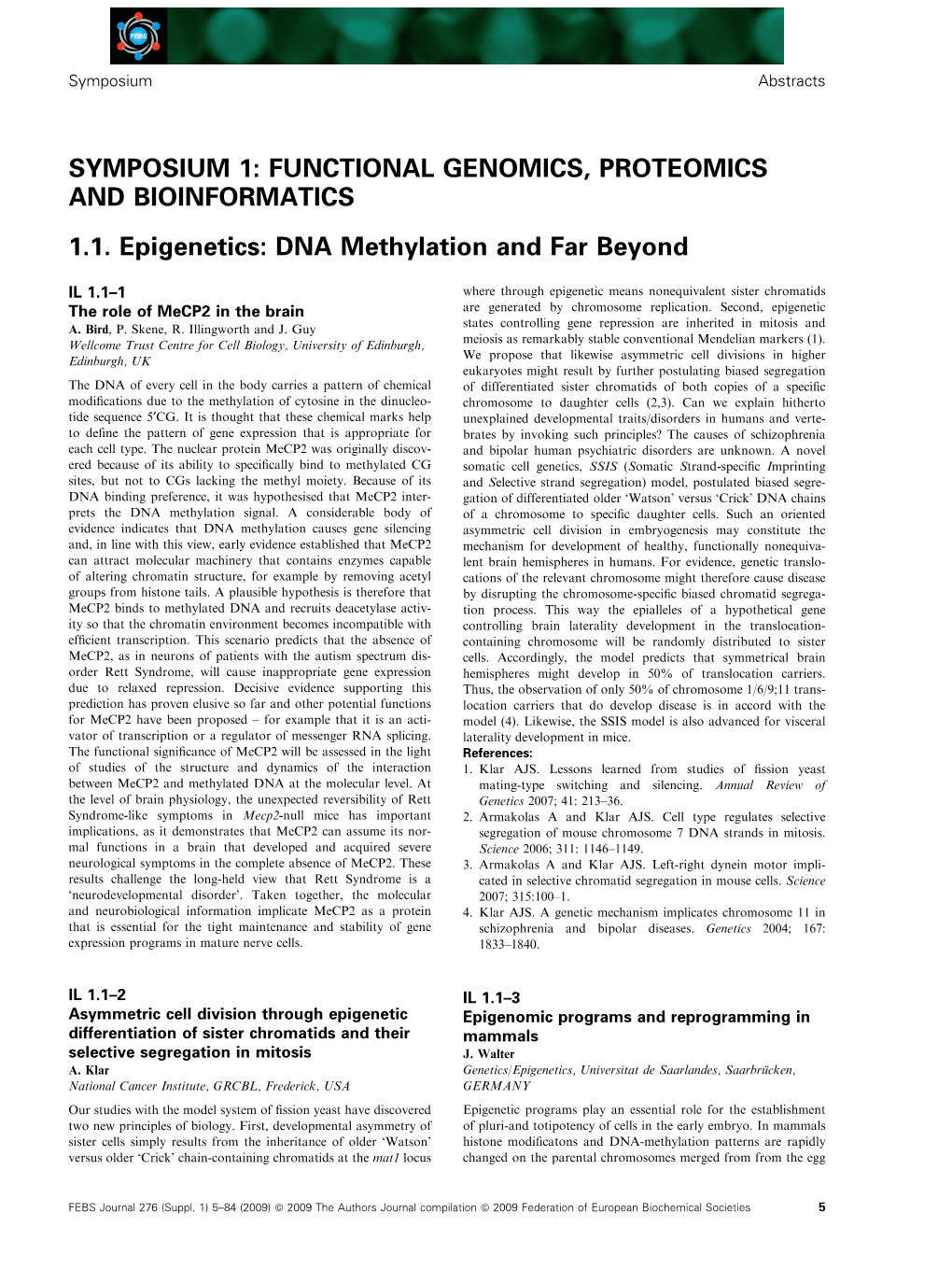 Symposium 1: Functional Genomics, Proteomics and Bioinformatics 1.1