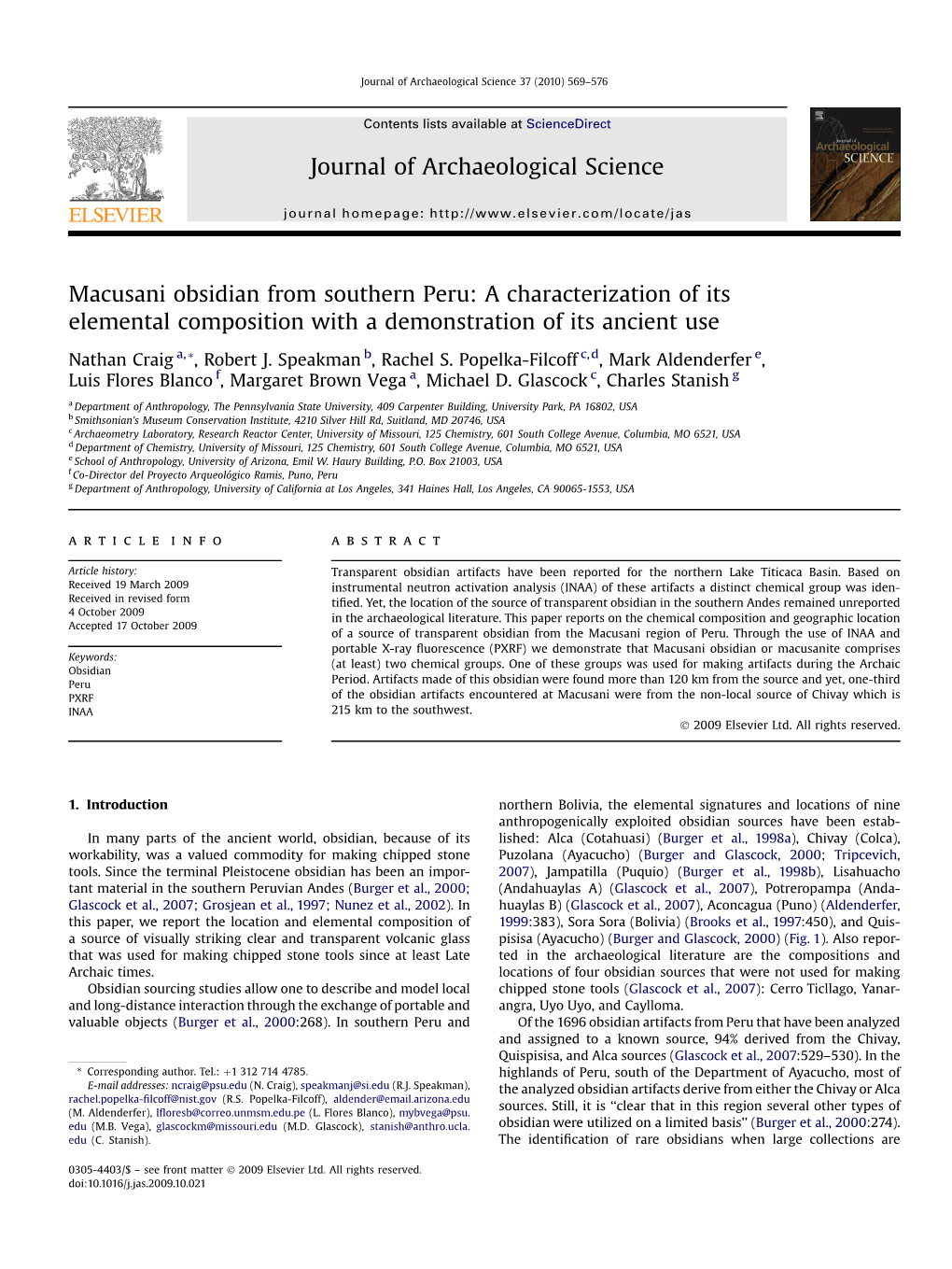 Macusani Obsidian from Southern Peru: a Characterization of Its Elemental Composition with a Demonstration of Its Ancient Use