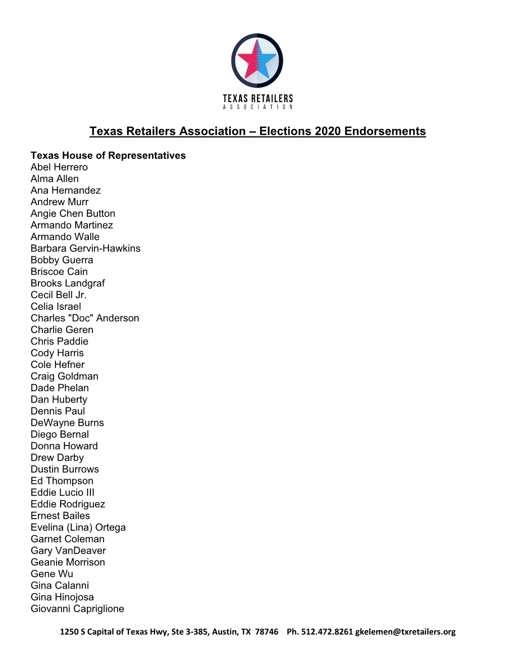 Elections 2020 Endorsements