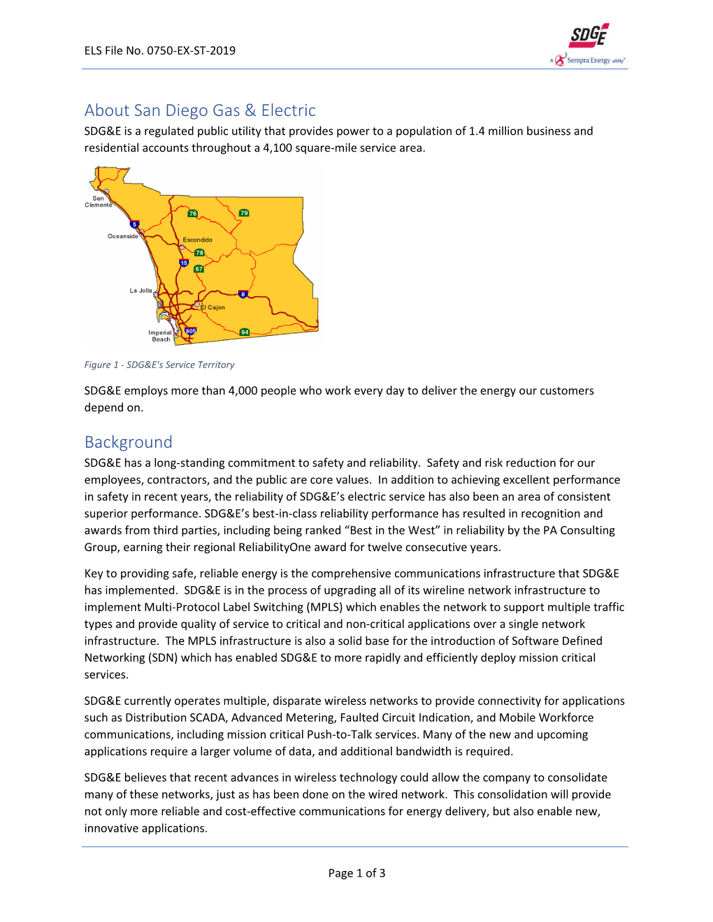 About San Diego Gas & Electric Background