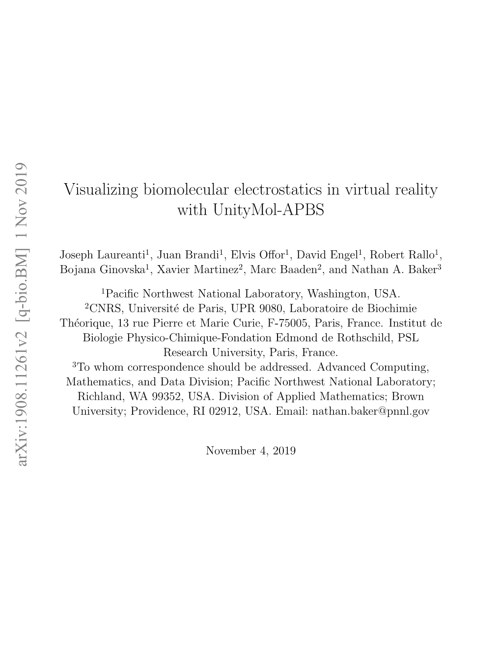 Visualizing Biomolecular Electrostatics in Virtual Reality with Unitymol-APBS