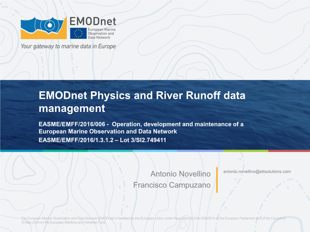 Emodnet Physics and River Runoff Data Management