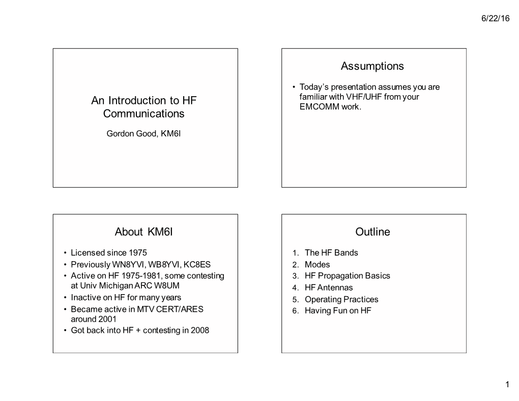 Introduction to HF Comms June 2016