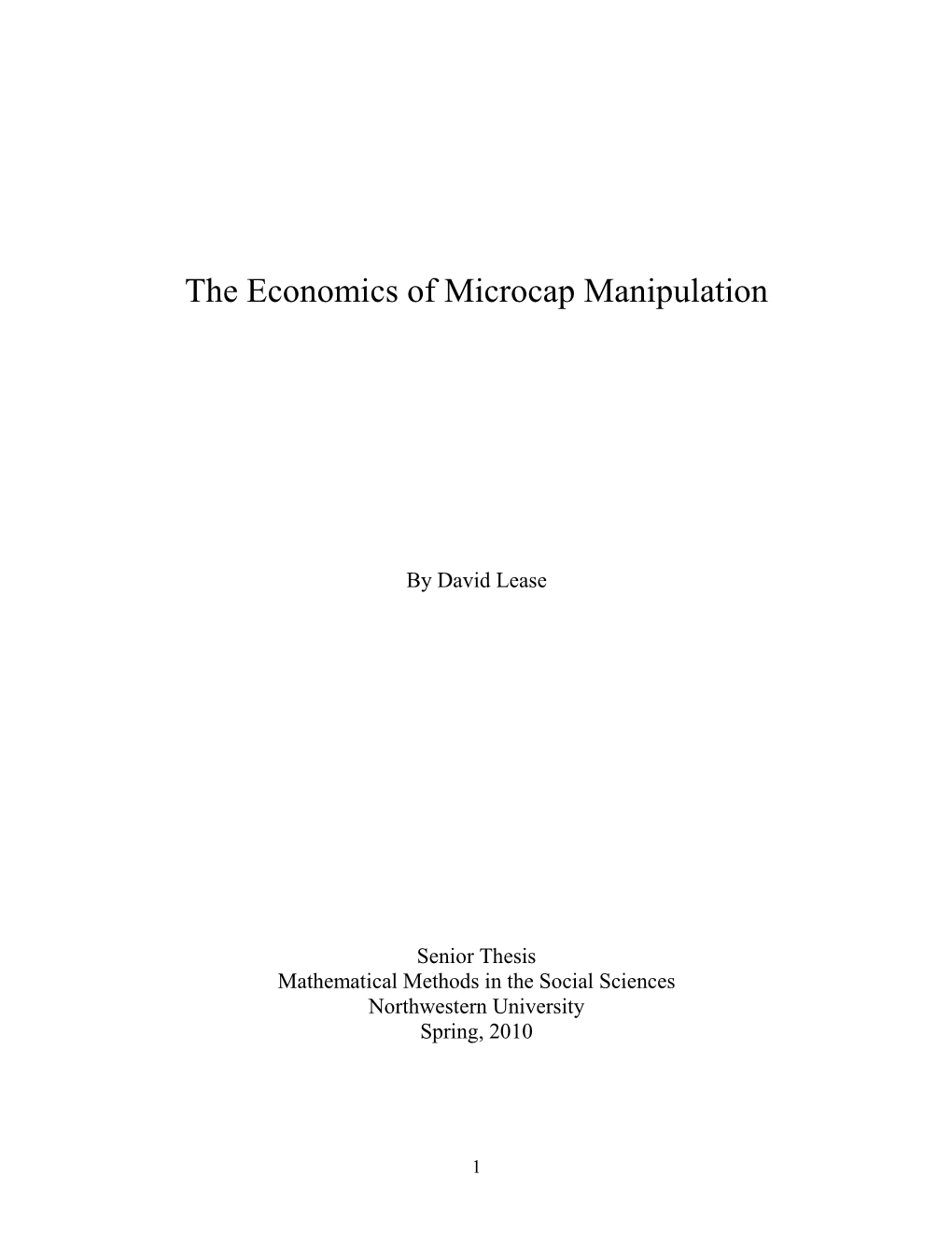 The Economics of Microcap Manipulation