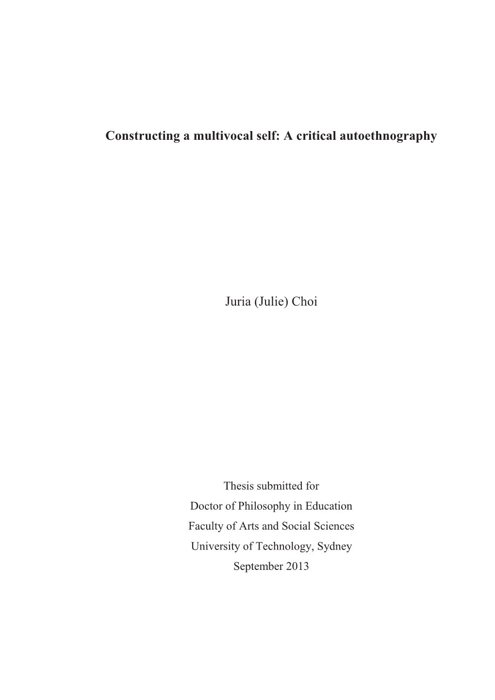 A Critical Autoethnography