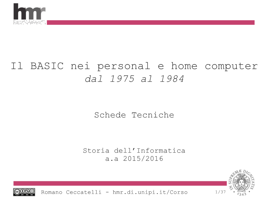 Il BASIC Nei Personal E Home Computer Dal 1975 Al 1984