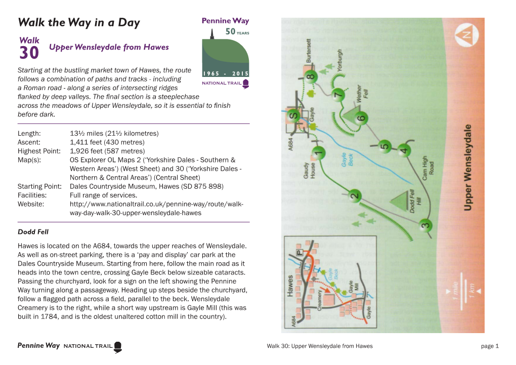 Walk the Way in a Day Walk 30 Upper Wensleydale from Hawes