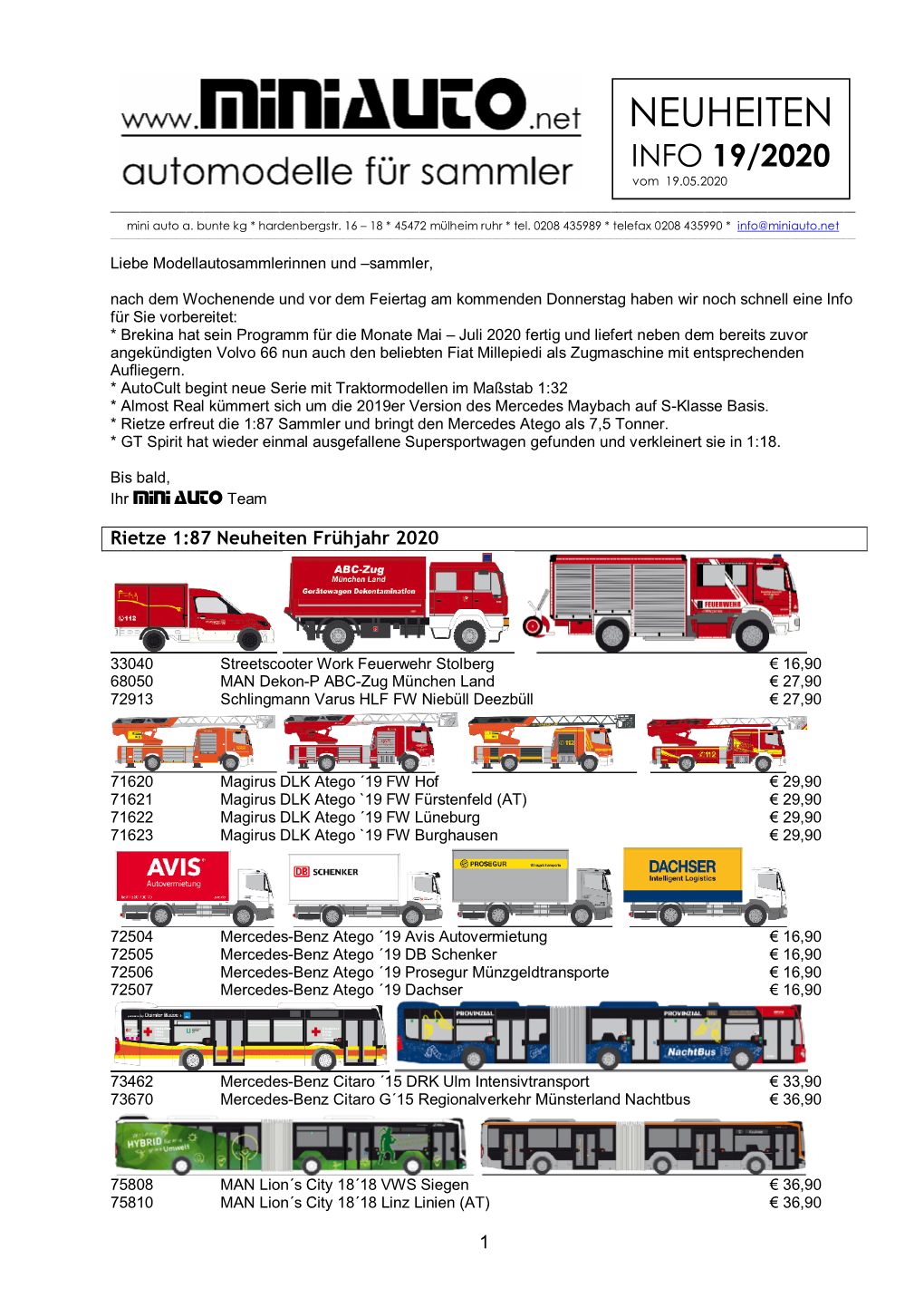 Neuheiten Info 19 / 2020 Vom 19.05.2020