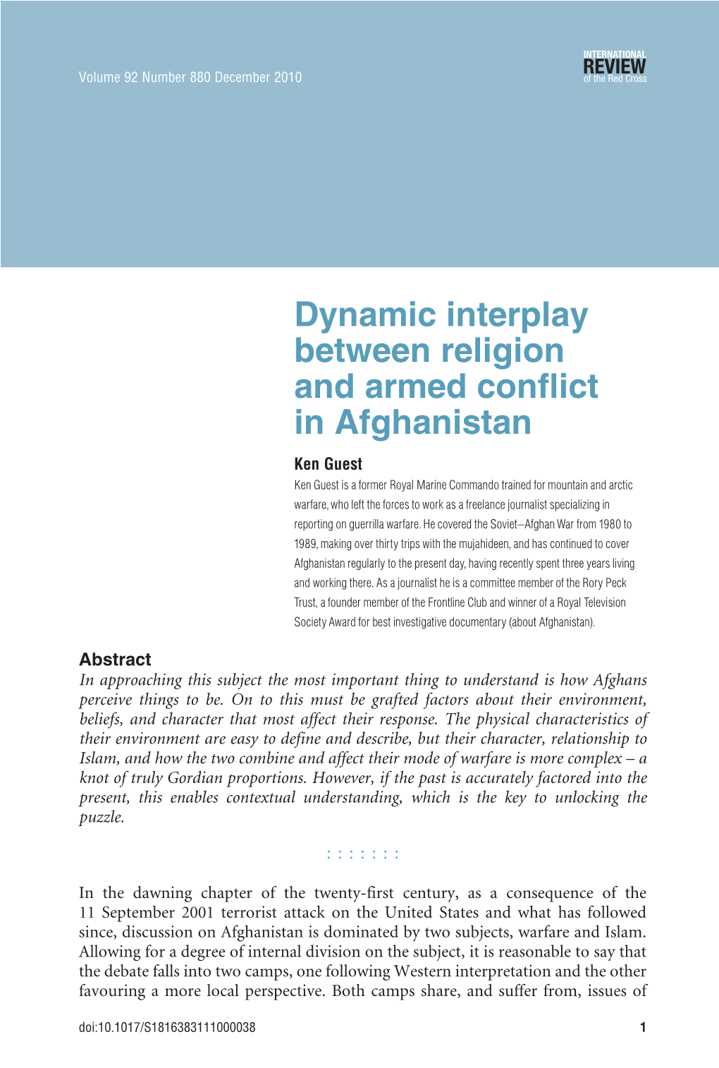 Dynamic Interplay Between Religion and Armed Conflict in Afghanistan